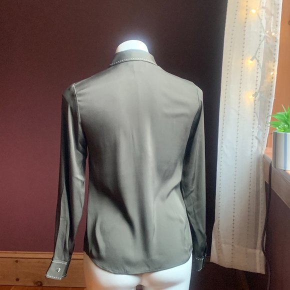 SIGRID OLSEN Olive Embroidered Silk Blouse XS - Picture 2 of 8